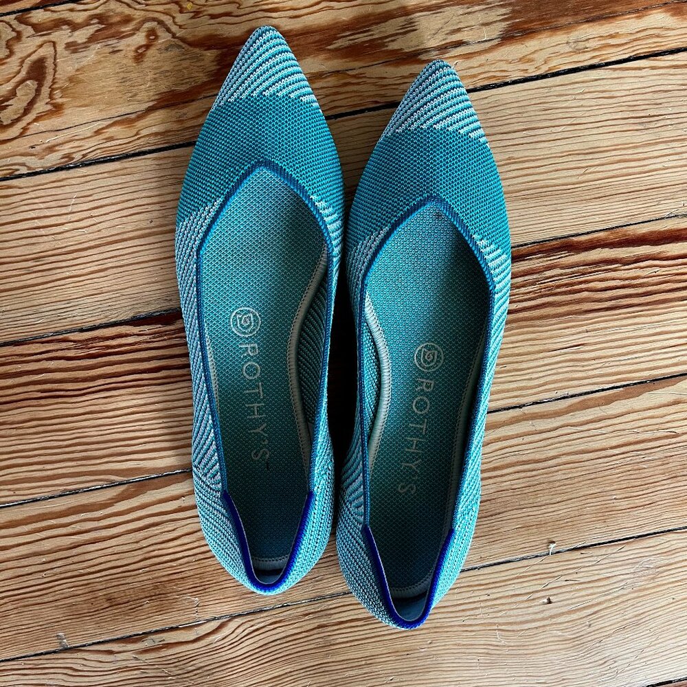 Rothy’s Calypso Stripe Point Pointed Toe Flats Shoes Size 8.5